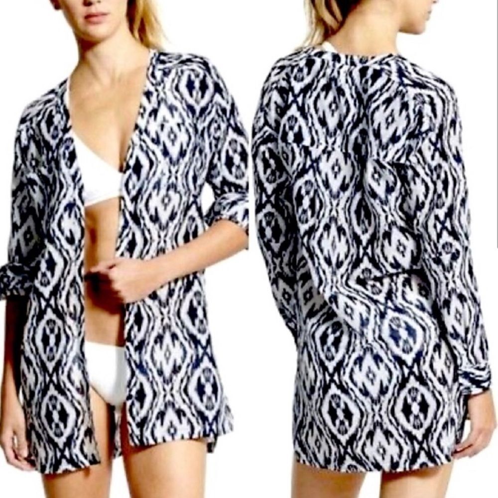Athleta Ikat Kaftan Tunic Shirt Dress Swim Cover, XSmall